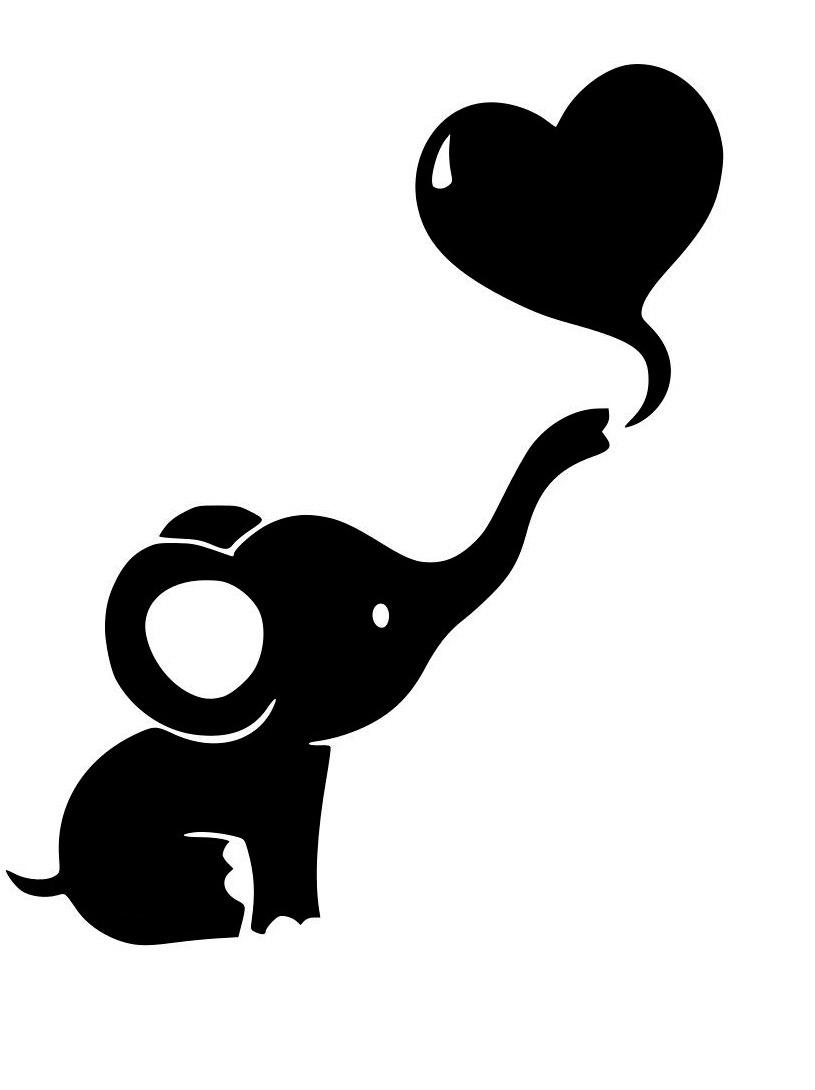 elephant with baby outline