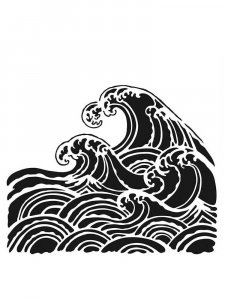 Ocean Waves Stencil 5