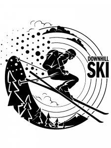 Downhill Skier Stencil 12